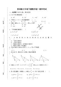 苏科版七年级下册数学期中考试