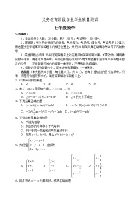 苏教版七年级下册数学期末试卷 初一数学