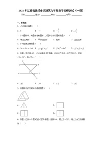 2021年江苏省无锡市滨湖区九年级数学调研测试（一模）（word版 含答案）