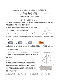 山东省潍坊安丘市2020-2021学年九年级上学期期末考试数学试题（word版 含答案）