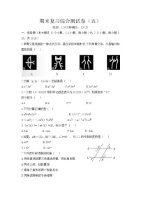 2020-2021学年北师大版七年级数学下册  期末复习 综合测试卷（五）（word版 无答案）