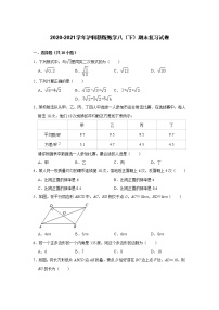 2020-2021学年沪科新版数学八年级（下学期）期末复习试卷（word版 含答案）