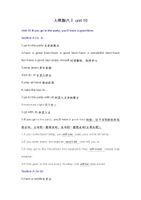 人教新目标 (Go for it) 版八年级上册Unit 10 If you go to the party, you’ll have a great time!综合与测试学案