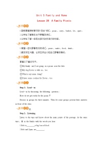 初中英语冀教版七年级上册Lesson 28 A Family Picnic教案及反思