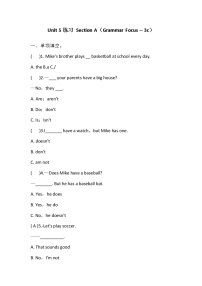 初中英语人教新目标 (Go for it) 版七年级上册Unit 5 Do you have a soccer ball?Section A一课一练