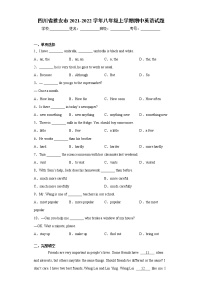 四川省雅安市2021-2022学年八年级上学期期中英语试题（word版 含答案）