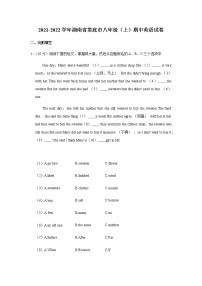 湖南省娄底市2021-2022学年八年级上学期期中英语试卷（word版含答案无听力部分）