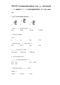 2020-2021学年湖南省邵阳市邵阳县七年级（上）期末英语试卷