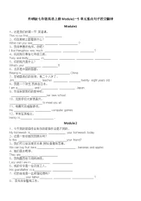 外研版七年级英语上册Module1—5单元重点句子挖空翻译(无答案)练习题