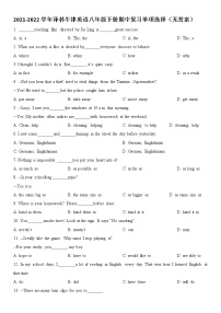 2021-2022学年译林牛津英语八年级下册期中复习单项选择（无答案）