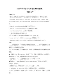 2022年九年级中考英语语法知识梳理 - - 一般过去时学案