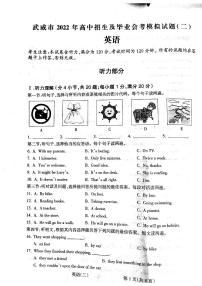 甘肃省武威市2022年九年级下学期第二次诊断考试英语试卷