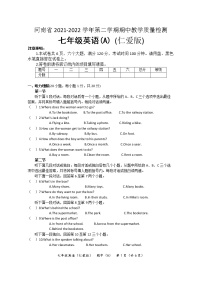 2022年河南省濮阳市清丰县七年级第二学期期中教学质量检测 英语（A）