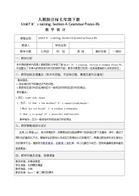 初中英语人教新目标 (Go for it) 版七年级下册Section A表格教案设计