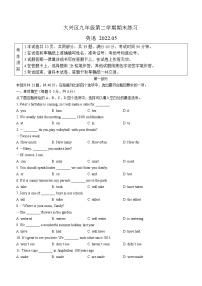 2022年北京市大兴区中考二模英语试题(word版无答案)