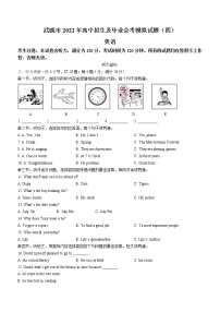 2022年甘肃省武威市中考模拟英语试题(word版含答案)