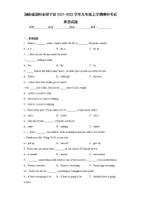 湖南省邵阳市绥宁县2021-2022学年九年级上学期期中考试英语试题(含答案)
