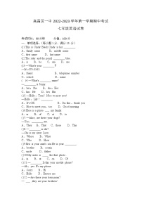 新疆吐蕃市高昌区第一中学2022-2023学年七年级上学期期中考试（线上）英语试题(含答案)