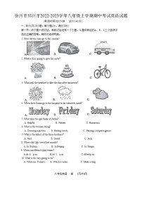 徐州市邳州市2022-2023学年八年级上学期期中考试英语试题（无答案）