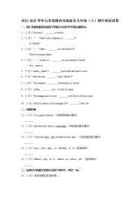 山东省潍坊市高新区2022-2023学年七年级上学期期中英语试卷(含答案)