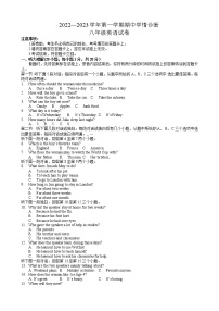 河南省洛阳市宜阳县2022-2023学年上学期八年级英语期中考试试卷(含答案)