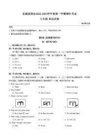 湖北省武汉市东湖高新区2022-2023学年七年级上学期期中考试英语试卷(含答案)