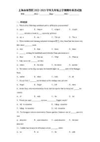 上海市奉贤区2022-2023学年九年级上学期期中英语试题 (含答案)
