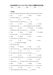上海市普陀区2022-2023学年七年级上学期期中英语试题 (含答案)