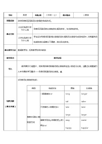 八年级上册英语  形容词副词比较级的构成及其用法  教案