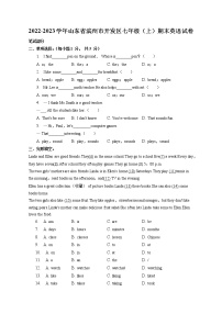 山东省滨州市开发区2022-2023学年七年级上学期期末英语试卷(含答案)