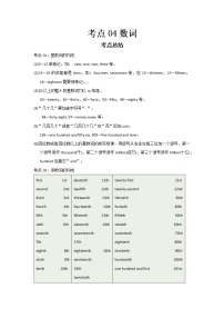 2022-2023 英语外研版新中考精讲精练 考点04数词