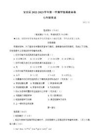 广东省深圳市宝安区2022-2023学年七年级上学期期末英语试卷（含答案）