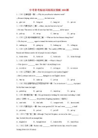 中考英语二轮复习语法专题考前突击训练专题06 中考常考短语词组固定搭配100题 (含详解)