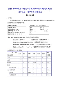 考点12 句子成分、简单句与特殊句式-中考英语一轮复习语法知识专项复习+练习（含答案解析）(通用版)