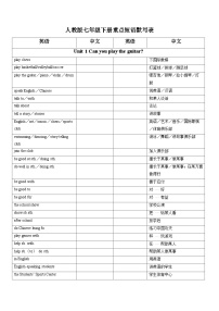 【期末满分必刷】（人教版）2022-2023学年七年级英语下学期：专题02  必考核心短语默写表