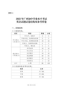 3.2023年广西初中学业水平考试英语试题试卷结构及参考样卷