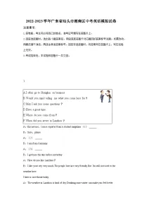 2022-2023学年广东省汕头市潮南区中考英语模拟试卷