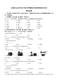 2023年甘肃省白银市中考英语中考真题