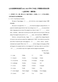 山东省淄博市临淄区2022-2023学年八年级上学期期末英语试卷（五四学制）（含答案）