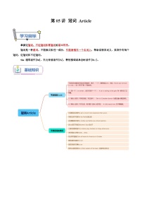 【暑假提升】外研版英语七年级（七升八）暑假-第05讲 冠词 讲学案