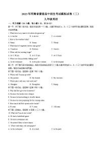 2023年河南省濮阳市台前县中考三模英语试题（含听力）