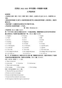 陕西省安康市汉阴县2022-2023学年九年级上学期期中英语试题（含听力）