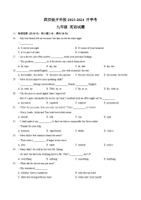 湖北省武汉经开外国语学校2023-2024学年九年级上学期开学考英语试题