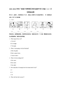 广西南宁青秀区凤岭北路中学2023-2024学年八年级上学期开学考试英语试卷（含答案）