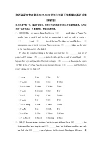 陕西省渭南市合阳县2022-2023学年七年级下学期期末英语试卷 （含答案）