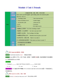 【期中单元考点讲练】（牛津译林版） 2023-2024学年八年级上册英语Unit 1考点讲练试卷