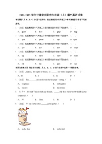 2022-2023学年甘肃省庆阳市九年级上学期期中英语试卷（含答案解析）