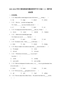 甘肃省陇南市康县阳坝镇初级中学2023-2024学年八年级上学期期中考试英语试题