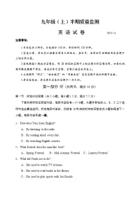 四川省眉山市仁寿县城区2023-2024学年九年级上学期期中考试英语试题