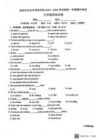 广东省深圳市百合外国语学校2023-2024学年上学期期中考试九年级上学期英语试卷